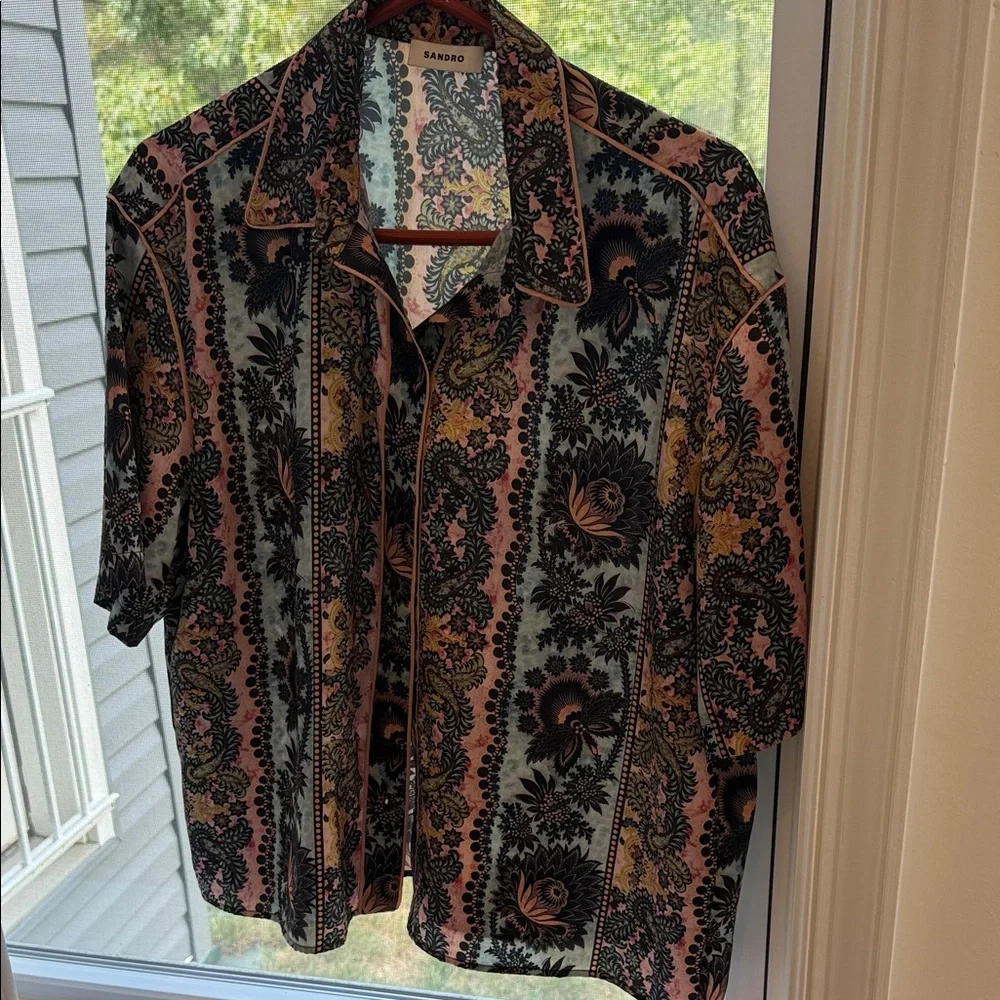 Sandro Pink and Black Floral Blouse - Picture 1 of 11